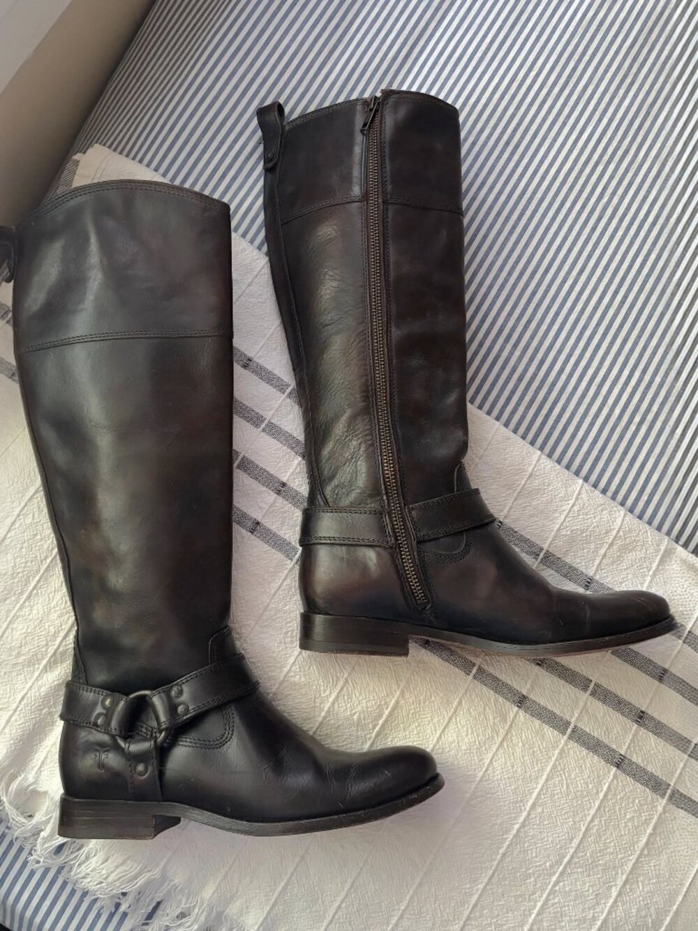 Frye | Dark Brown Melissa Harness Boots Knee High